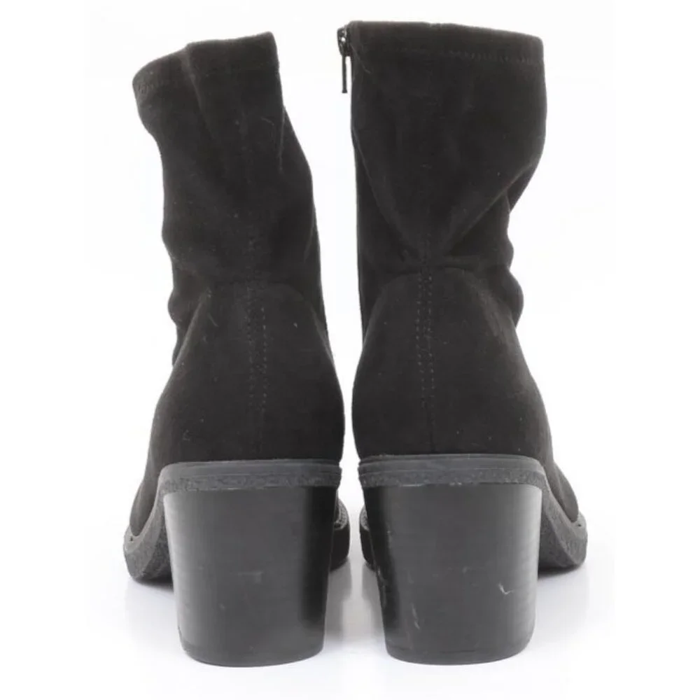 Evans Women's 12 WIDE FIT Eliana‎ Ankle Boot Flat Minimalist Moto Vegan Leather
